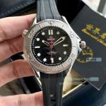 Omega Seamaster Diver 300M Black Face Black Rubber Strap Copy Watch
